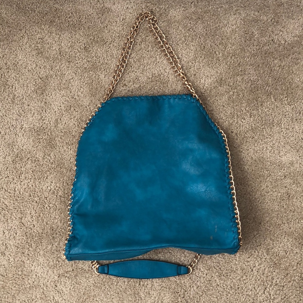 Teal & Gold Strap Tote 👜 - Picture 5 of 7